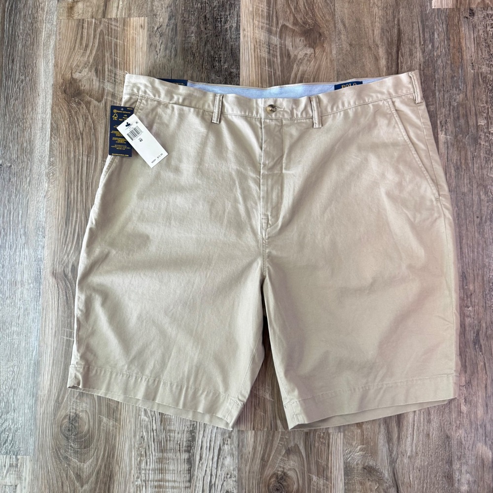NWT‎ Polo Ralph Lauren Shorts Mens 42 Tan Stretch Classic Fit Chino 9" Inseam